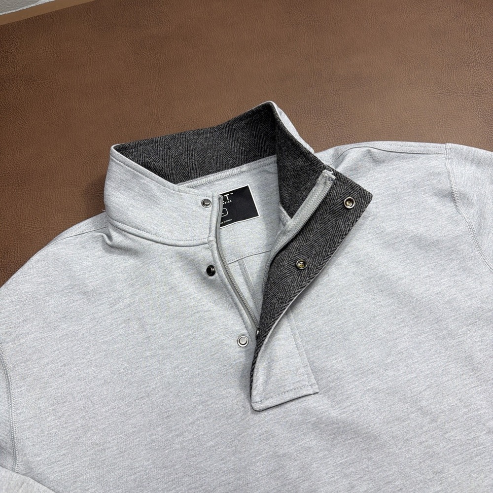 BYLT Elite Fairway Pullover Men's L Gray Mock Neck Magnetic Snap Hem Stretch New